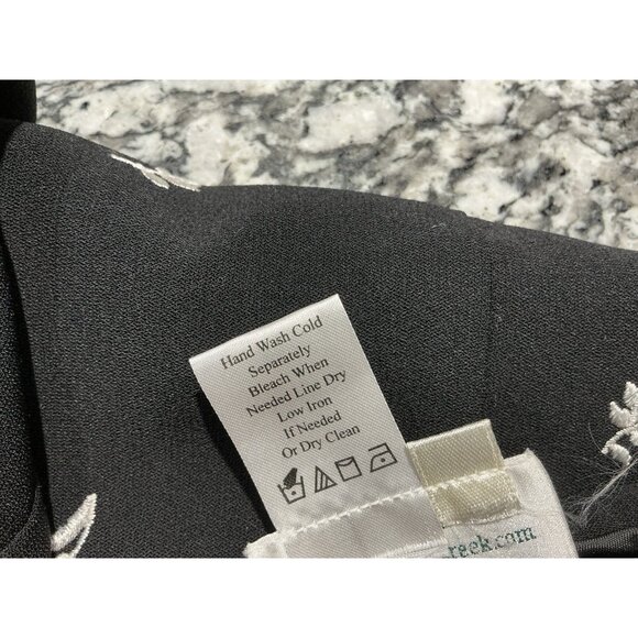 Coldwater Creek Maxi Skirt Size Petite Large Black White Embroidery Back Slit - Picture 7 of 10